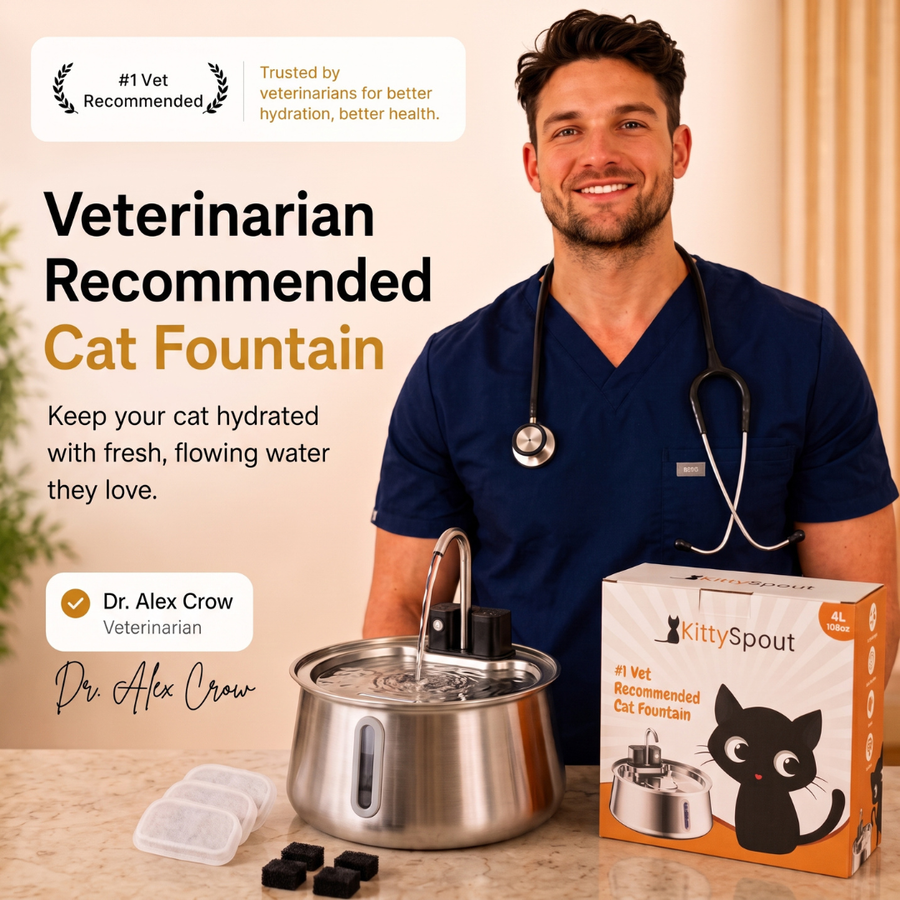 Veterinarian with the KittySpout Wireless Fountain 2.0